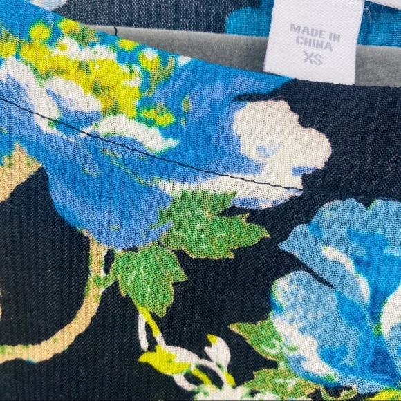 J. Jill Blue Bird & Floral Boat Neck Blouse Sz XS - Picture 6 of 14